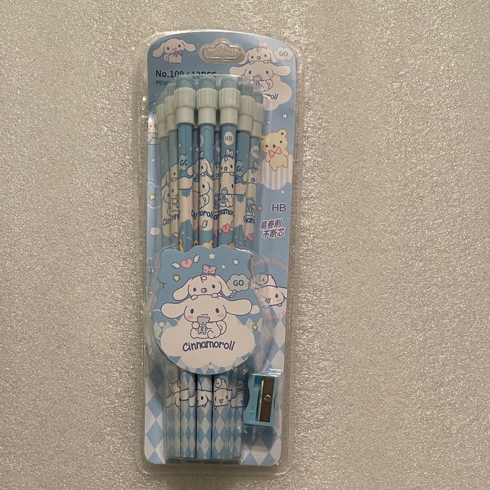 SANRIO CINNAMOROLL SET OF 12 PENCILS NIP INCLUDES SHARPENER